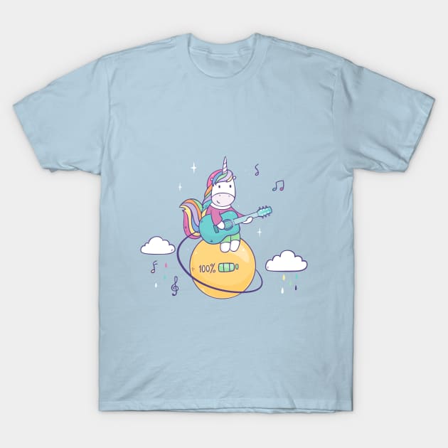 Unicorn guitar player T-Shirt by Olya Yatsenko